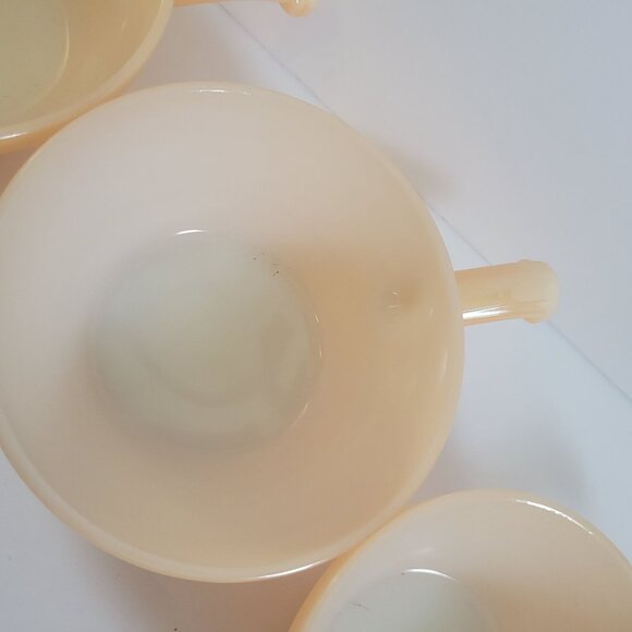 Set Of 3 Vintage Fire King Peach LustrePlatonite  Soup Bowls With Handles - Picture 3 of 5